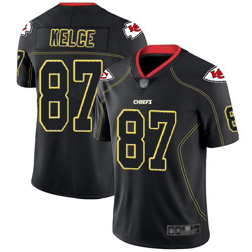 Men Kansas City Chiefs 87 Kelce Travis Limited Lights Out Black Rush Football Nike NFL Jersey